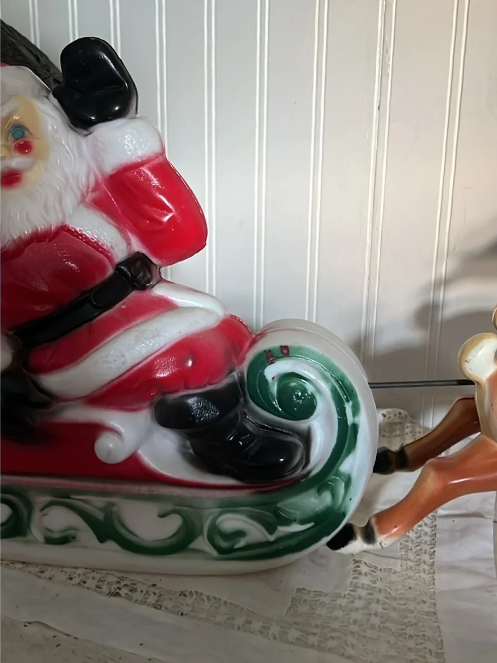 1970 Empire Santa sleigh reindeer tabletop blow mold